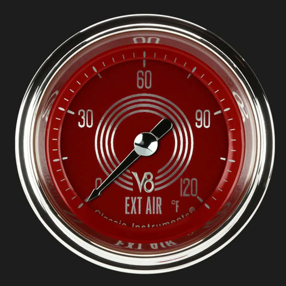 V8 Red Steelie 2 1_8_ Outside Air Temp. Gauge V8RS199SHC